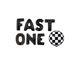 Fast One Balloons Race Car Themed Birthday 1st Birthday Racing Theme Checkered Balloon First Birthday Race Car Decorations Number 1