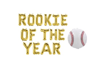 Rookie of the Year Balloon Banner, First Birthday, My Rookie Year Themed Party, Baseball Balloon, Mylar Letters, 1st Birthday Decorations
