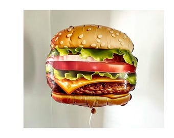 Hamburger Balloon Cheeseburger Balloon 23" mylar Helium or Air