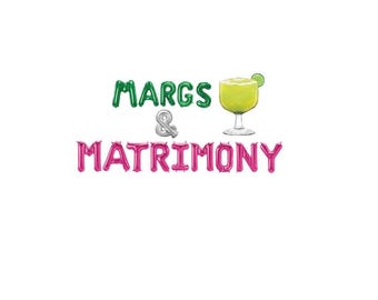 Margs & Matrimony Balloon Banner Bachelorette Party Bridal Shower Margarita Balloon Engagement Party Bach Decorations Tequila Sunrise Bach