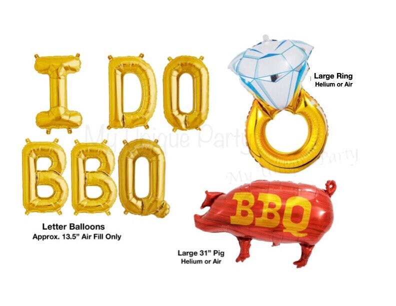 I DO BBQ Letter Balloons Large Gold Ring Balloon Engagement Party Bridal Shower I Do Bbq Banner Engagement Ring Balloon BBQ