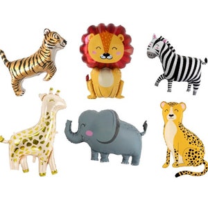 Safari Balloons, Lion Balloon, Cheetah Balloon, Tiger Balloon, Elephant Balloon, Zebra Balloon, Wild One Birthday, Party Animals