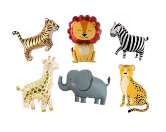 Safari Balloons, Lion Balloon, Cheetah Balloon, Tiger Balloon, Elephant Balloon, Zebra Balloon, Wild One Birthday, Party Animals