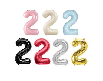 Number 2 Balloon Large Mylar Number Balloon Pick your Color 2nd Birthday Two Fast Themed Birthday Available in 7 Colors Helium or Air