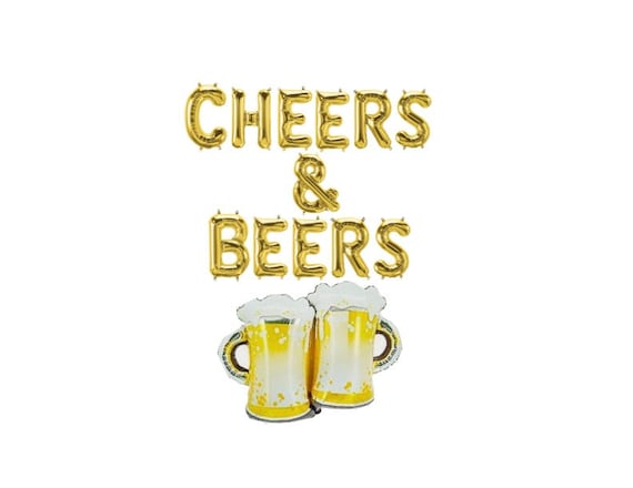 CHEERS BEERS Balloons Letter Balloons Large Double Toasting Beer Mugs Balloon Beer Party Cheers and Beers Banner Birthday Tailgating