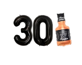 30th Birthday Balloons, Numbers 30, Whiskey Balloon, So Happy I'm Thirty Decorations, 30th Birthday Party, Dirty 30 Decor