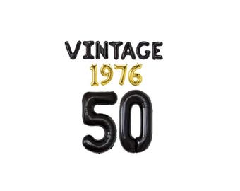 50th Birthday Balloons 1976 Vintage Letter Balloon Banner Fiftieth Birthday Decorations Straight out of my Forties