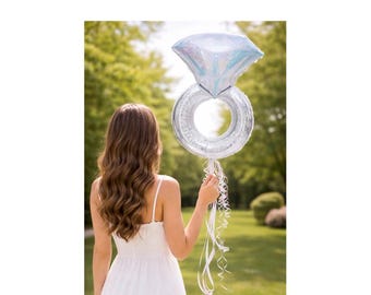Silver Engagement Ring Balloon 37" Foil Ring Bachelorette Party Bridal Shower Engagement Party