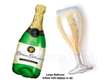 Champagne Balloon Champagne Goblet Wine Glass Balloon Engagement Party Bridal Shower Bachelorette Party Champagne Bottle Balloon