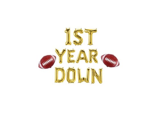 First Year Down Football Birthday Party, 1st Year Down Mylar Letter Balloons, First Birthday Football Theme