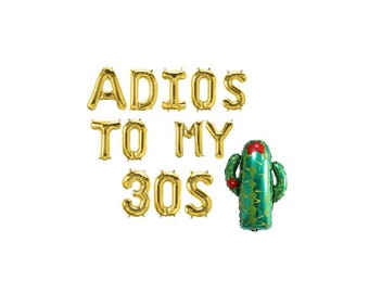 40th Birthday Decorations - Adios to My 30s adBalloon Banner Kit - Cactus Balloon