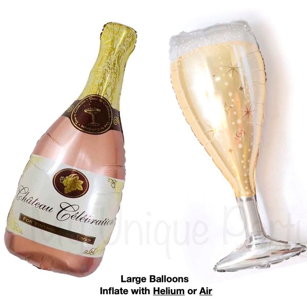 Rose Gold Champagne Balloon Champagne Goblet Wine Glass Balloon Engagement Party Bridal Shower Bachelorette Party Champagne Bottle Balloon