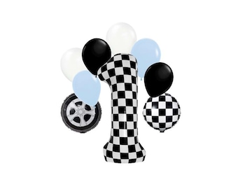 First Lap Around the Track- Set of 9 Balloons - 1st Birthday Decorations