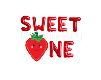 Sweet One Balloon Banner - Sweet One Letter Balloons Strawberry Balloon - First Birthday Decorations