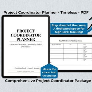 Project Coordinator Organizer | Proje Workflow Management I Milestone Tracker I PDF (Digital)