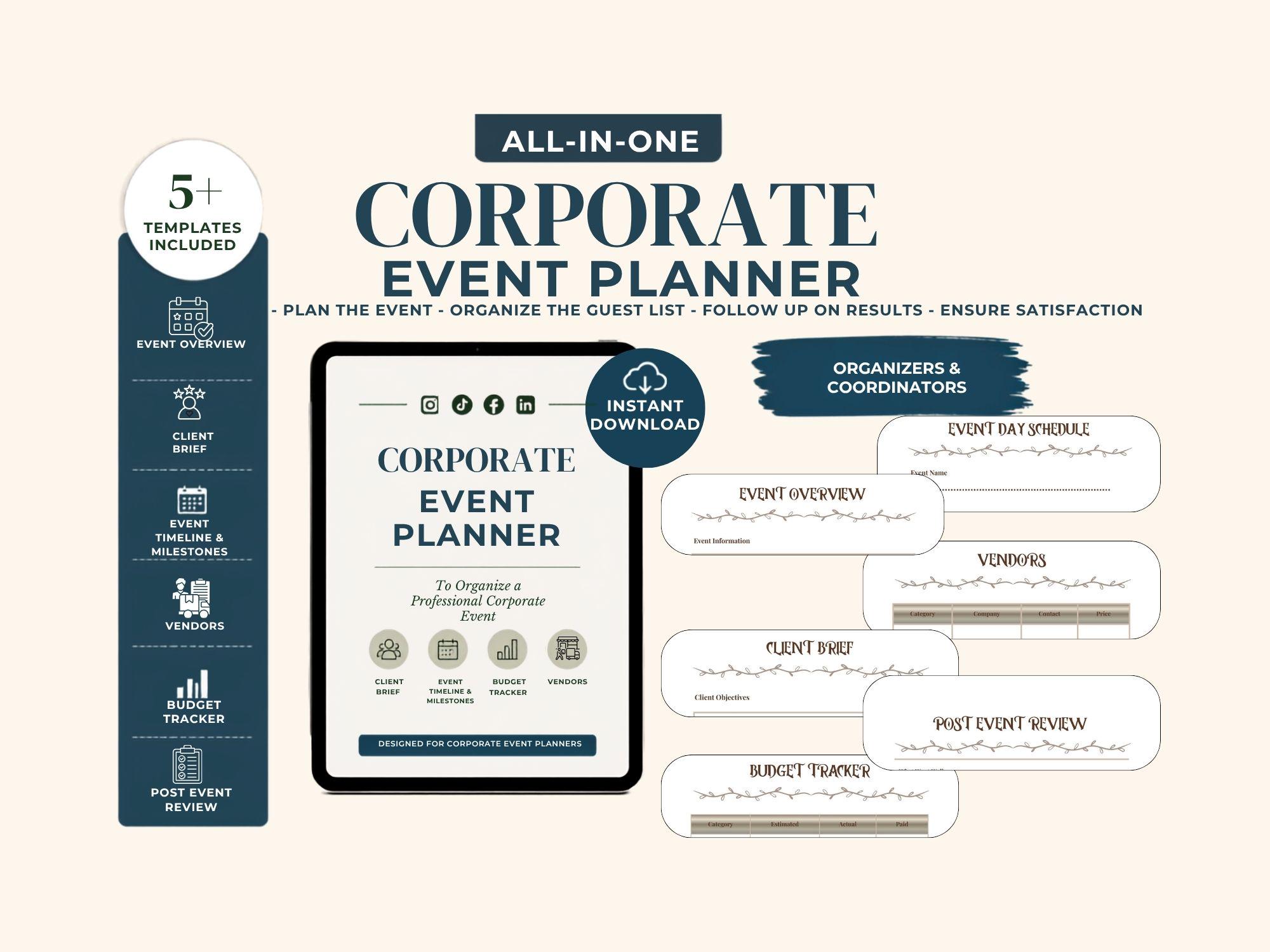 Corporate Event Planner I Professional Organizer I Budget Tracker I Vendor Management I A4 Printable