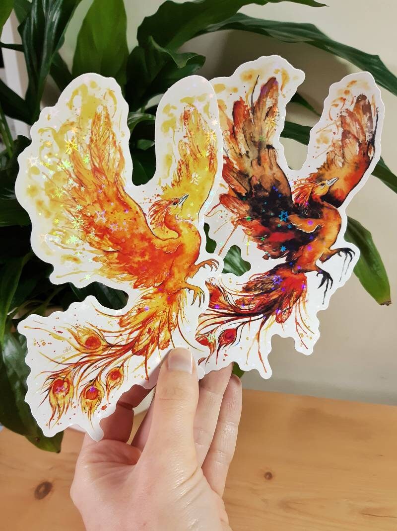 Dark Phoenix Vinyl Sticker - Holographic Sparkle Stars, Light or Dark ...