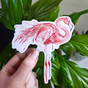 Watercolour Flamingo 10cm Sticker - Weatherproof Vinyl
