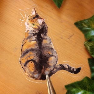 Stickerset Brown Cyperse katten - 2,5&quot; doorzichtig vinyl - weerbestendig - aquarelkunststickers