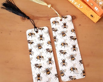 Fluffy Bumblebee Bookmark with Gold or Black Tassel