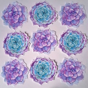 水彩多肉植物の花 8 cm ステッカー - 耐候性ビニール