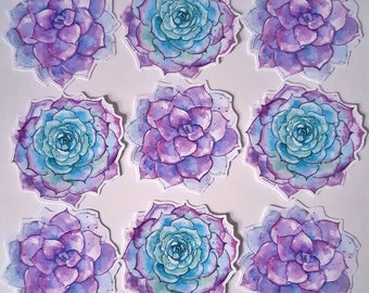 Watercolour Succulent Flower 8cm Stickers - Weatherproof Vinyl