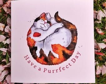 Que tengas un día perfecto / Tarjeta de felicitación de Calico Cat / ocasión de cumpleaños