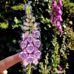 Sticker fleur digitale aquarelle violette - respectueux de l'environnement et biodégradable ou vinyle - fleurs sauvages botaniques ruche imperméables et résistantes aux intempéries