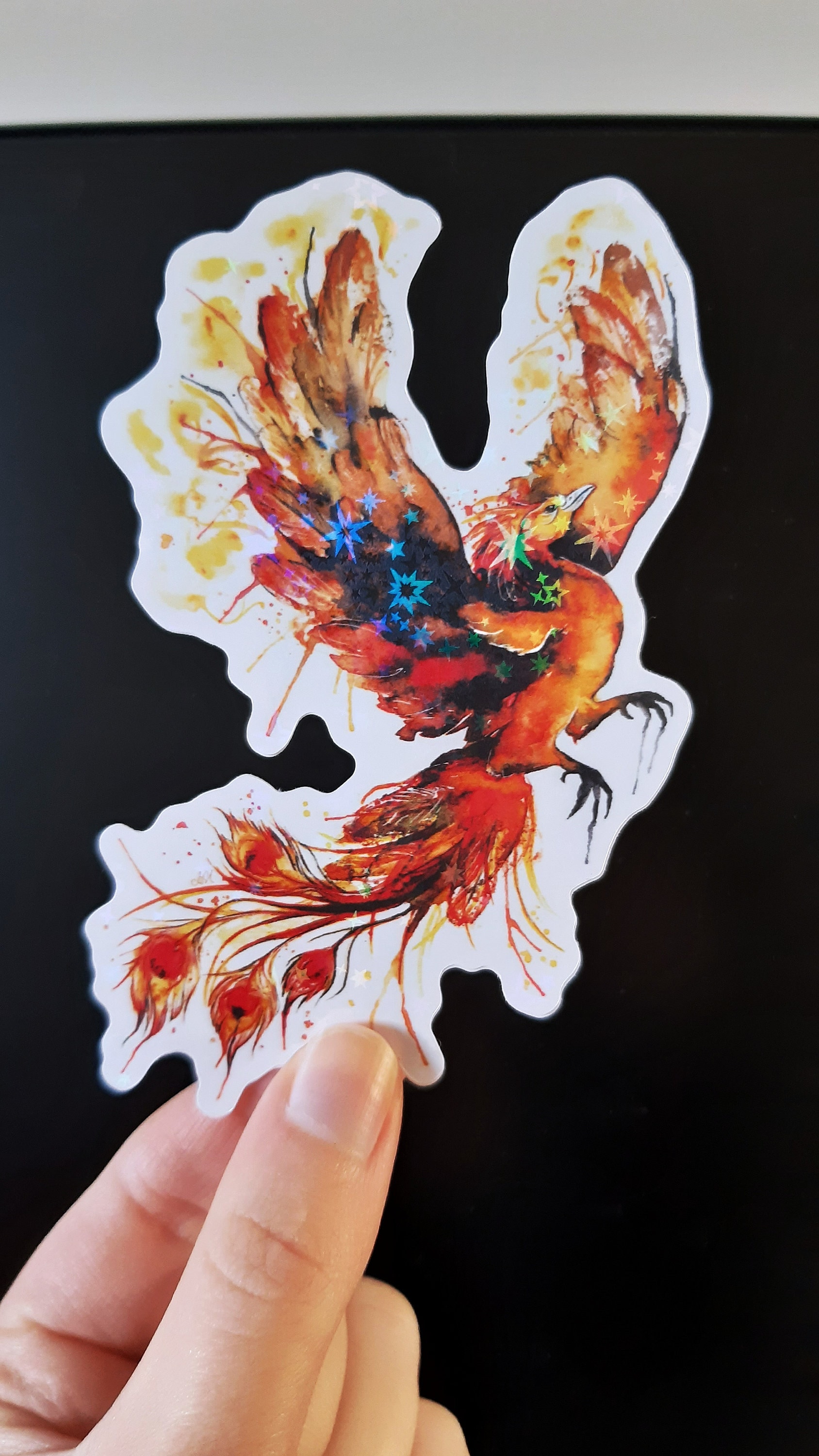 Dark Phoenix Vinyl Sticker - Holographic Sparkle Stars, Light or Dark ...