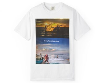 Every Fish Tells a Story T-shirt | Fishing Ocean Sunset Graphic