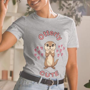 Otter Graphic Tee Kawaii Animal Shirt Women Casual Wear Cute Cartoon Clothing Gift Birthday Daughter Present Idea Funny Pun Design Apparel