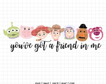 6395 - Toy Story "Você tem um amigo em mim" SVG, EPS, PNG, DXF, JPEG. Arquivo DTF de Toy Story para Cricut da Disney.