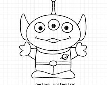 4625 - Alien do Toy Story em formato DTF (arte linear) nos formatos SVG, EPS, PNG, DXF e JPEG. Toy Story da Disney em formato DTF.