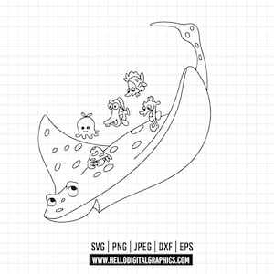 6062 - Mr. Ray from Finding Nemo line art Svg, Eps, Png, Dxf, Jpeg. Disneyy, Finding Nemo dtf