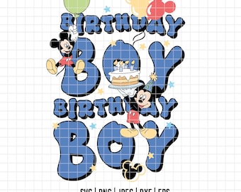 5700 - Mickey aniversariante em formato DTF, colorido, nos formatos SVG, EPS, PNG, DXF e JPEG. Ideal para festa temática da Disney e decoração.