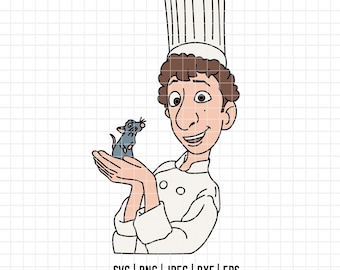 4682 - Remy e Alfredo dtf em cores completas Svg, Eps, Png, Dxf, Jpeg. Disneyy Ratatouille dtf