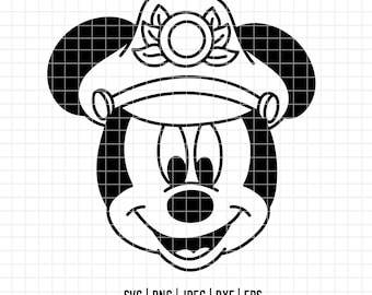 5220 - ミッキーのスチュワードシルエット線画 SVG、EPS、PNG、DXF、Jpeg。ディズニークルーズ、ミッキーの旅行 DTF