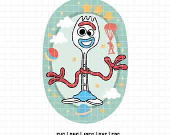 6114 - Forky com design oval dtf colorido Svg, Eps, Png, Dxf, Jpeg. Disney Toy Story dtf