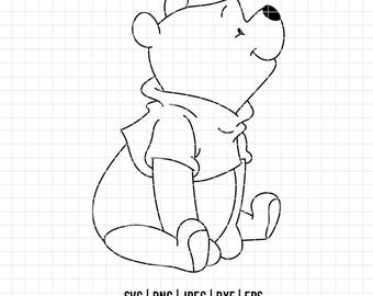 4890 - Desenho de linha do Ursinho Pooh olhando para cima em SVG, EPS, PNG, DXF e JPEG. Desenho do Ursinho Pooh da Disney em formato DTF.