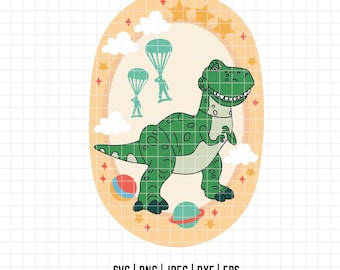 6116 - Rex met ovaal ontwerp dtf full colour svg, eps, png, dxf, jpeg. Disneyy Toy Story-dtf