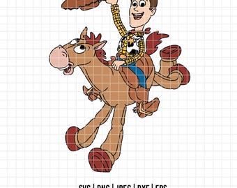 4634 - Sheriff Woody & Bullseye dtf full color Svg, Eps, Png, Dxf, Jpeg. Disneyy Toy Story dtf