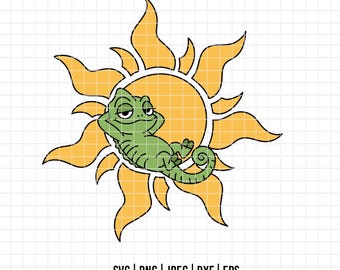 5305 - Pascal in Tangled's logo sun dtf full colour Svg, Eps, Png, Dxf, Jpeg. Disneyy Princess Tangled dtf