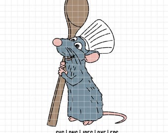 4680 - Remy e sua concha especial dtf em cores completas Svg, Eps, Png, Dxf, Jpeg. Disneyy Ratatouille dtf