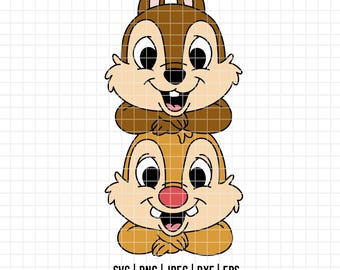 4575 - Chip and Dale poseren dtf full colour, Svg, Eps, Png, Dxf, Jpeg. Disneyy Chip and Dale-dtf