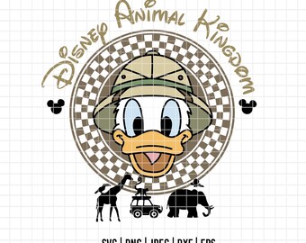 5713 - Donald quadriculado no Reino Animal dtf colorido Svg, Eps, Png, Dxf, Jpeg. Safari Disney, Donald explorador dtf