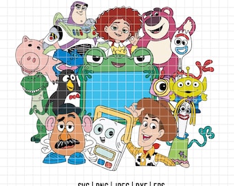 6391 - Toy Story em 5 gerações juntas SVG, EPS, PNG, DXF, JPEG. Arquivo DTF de Toy Story da Disney para Cricut.