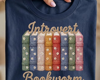 Introvert Bookworm PNG, Book Lover PNG, Cozy Reader PNG, Crochet Faux Yarn Png, Floral Book png, Cottagecore png