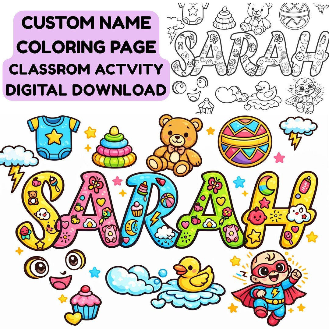 Custom Name Coloring Page | Personalized Printable Activity (digital ...