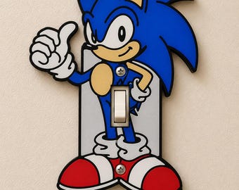 Sonic Light Switch Cover | Sonic Bedroom Decor | Kids Gaming Room Decor | Sonic Wall Plate Cover | 3D Printed Switch Cover | Gamer Room Gift