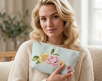 Floral Accessory Pouch, Small Travel Makeup Organizer Bag